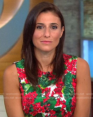 Laurie Segall's red and green floral dress on CBS This Morning