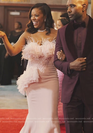 Leah's pink ruffled gown on Our Kind of People