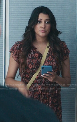 Leela Devi's ikat print ruffle dress on The Resident