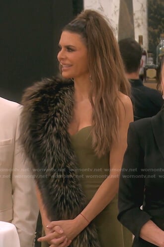 Lisa's green strapless midi dress on The Real Housewives of Beverly Hills