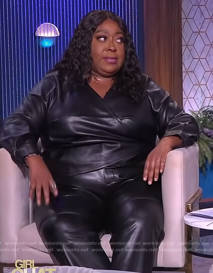 Loni's black leather wrap top on The Real