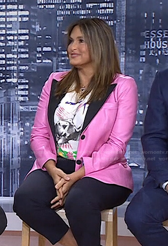 Mariska Hargitay's pink leather tuxedo blazer on Today