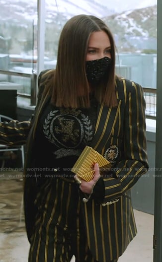 Meredith's metallic print sweater on The Real Housewives of Salt Lake City