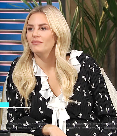Morgan's black bow print ruffle dress on E! News Daily Pop