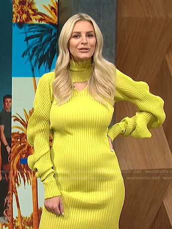 Morgan's yellow ribbed cutout knit dress on E! News Daily Pop