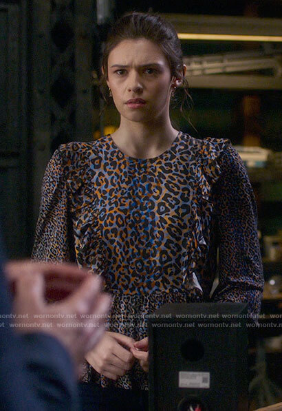 Nia's ruffled leopard print top on Supergirl