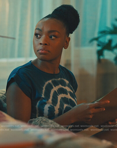 Nikki's blue tie dye tee on Our Kind of People