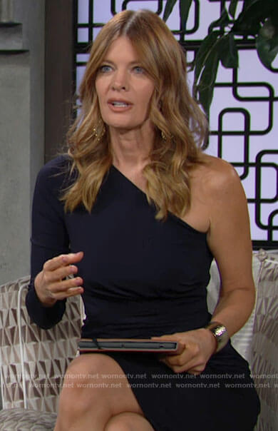Phyllis's navy one-shoulder dress on The Young and the Restless
