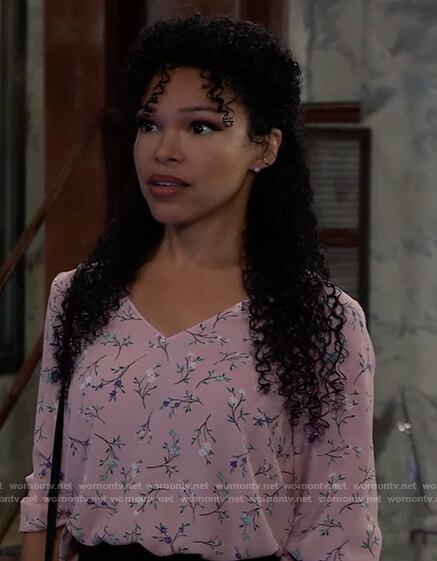 Portia's pink floral top on General Hospital