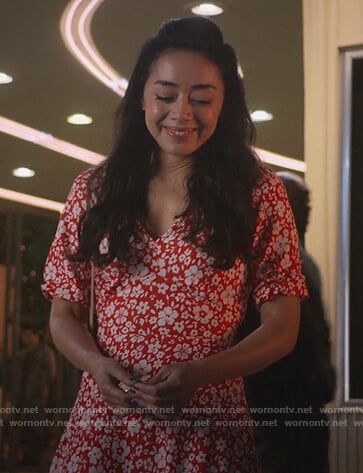 Ella's red floral dress on Lucifer