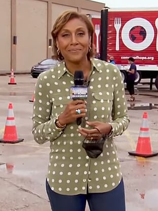 Robin's green polka dot button down shirt on Good Morning America
