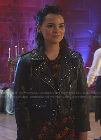 Rory's black studded moto jacket on Lucifer