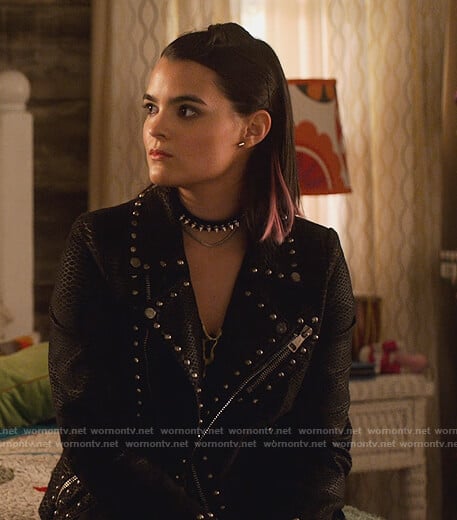 Rory's black studded jacket on Lucifer