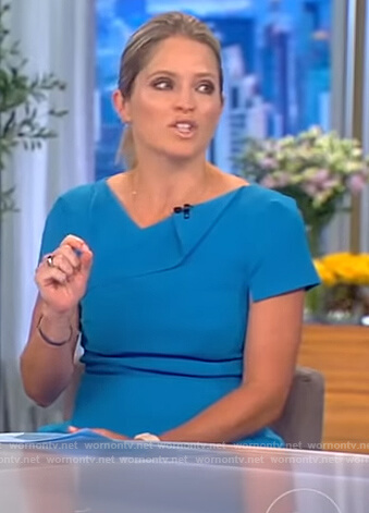 Sara's blue ruffle neck jumpsuit on The View