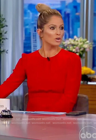Sara's red gathered waist dress on The View