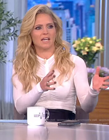 Sara's white ruched front top on The View