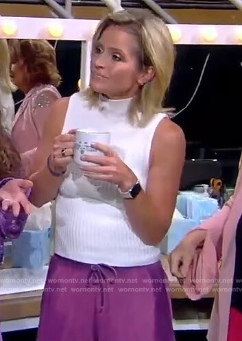 Sara's purple shorts and slippers on The View