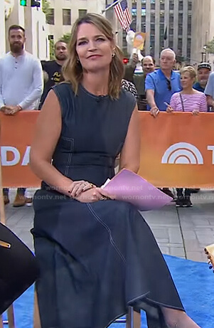 Savannah's denim midi dress and floral pumps on Today