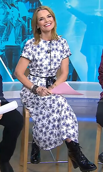Savannah's white floral tie waist dress on Today