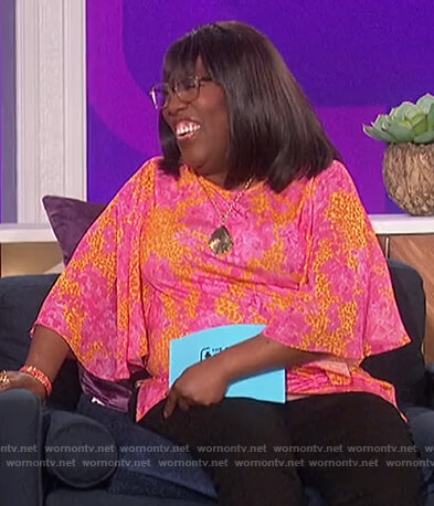 Sheryl's pink floral top on The Talk