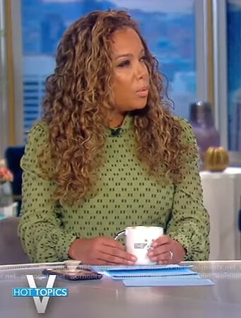 Sunny's green printed mock neck dress  on The View
