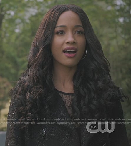 Tabitha's black glitter trench coat on Riverdale