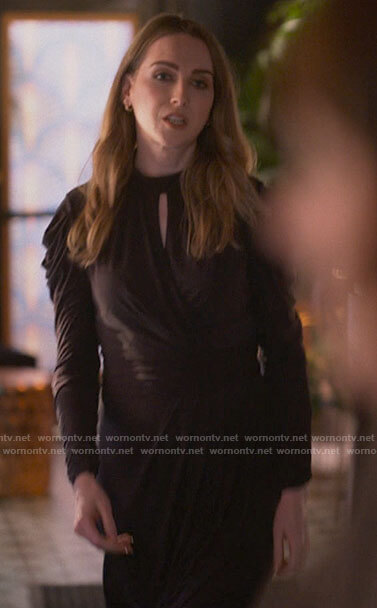 Tess's black draped long sleeve dress on The L Word Generation Q
