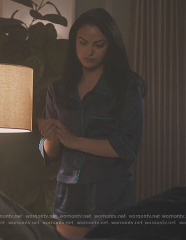 Veronica's blue lace trim pajamas on Riverdale