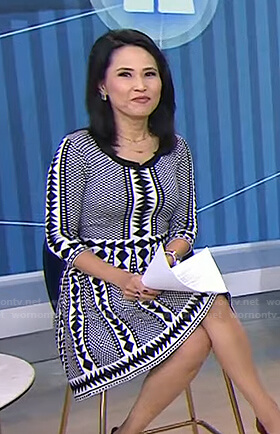 Vicky's black and white geometric print dress on Today