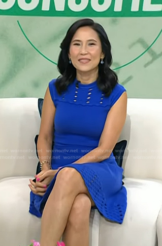 Vicky's blue eyelet knit dress on Today