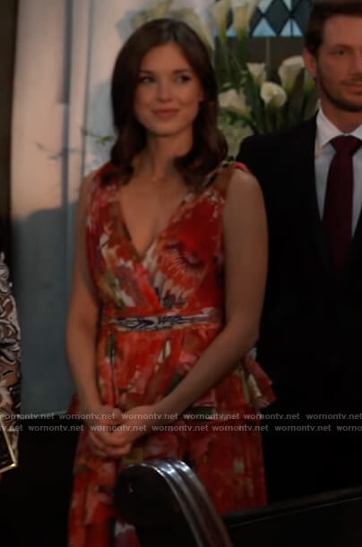 Willow's red floral gown on General Hospital