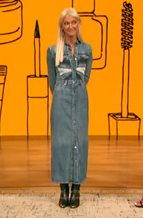 Zanna Roberts Rassi's denim patchwork dress on The Drew Barrymore Show