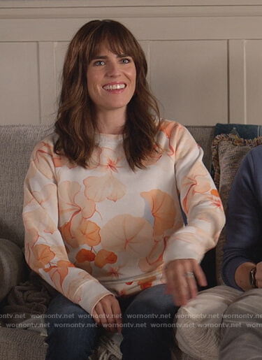 Marina's floral print sweatshirt on Home Economics