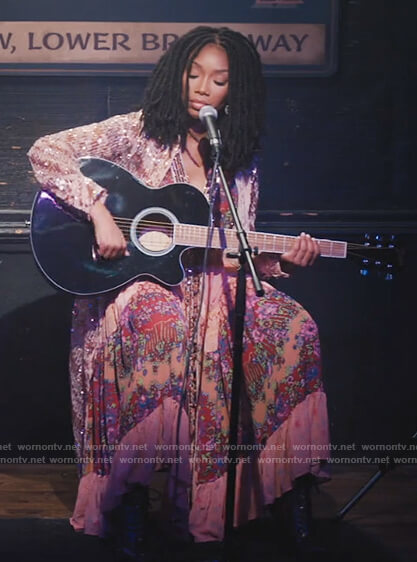 Naomi's floral embellished maxi dress on Queens