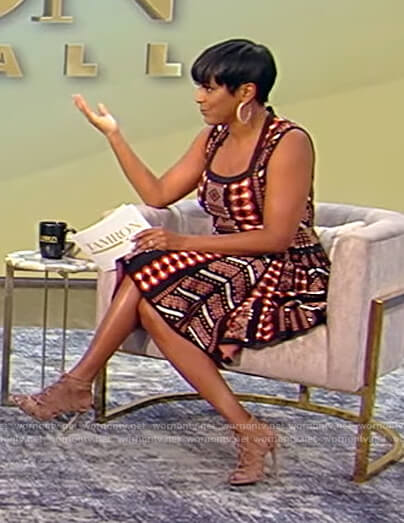 Tamron's printed fit and flare mini dress on Tamron Hall Show
