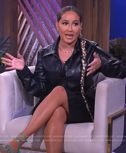 Adrienne's black leather cutout dress on The Real