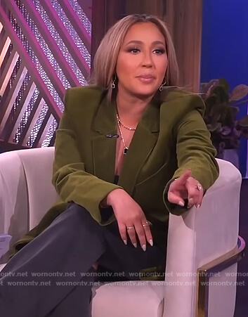 Adrienne's green corduroy blazer on The Real