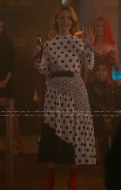 Alice's mixed print long sleeve dress on The L Word Generation Q