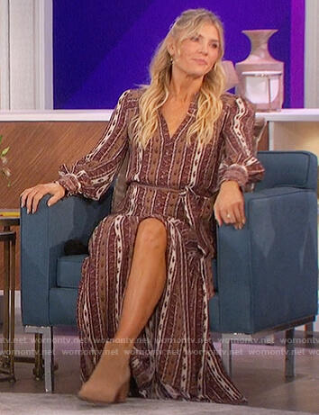 Amanada's printed stripe tie waist dress on The Talk