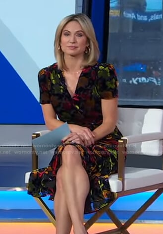 Amy's black floral velvet dress on Good Morning America