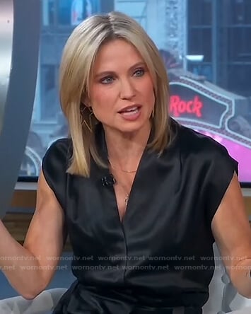 Amy's black v-neck jumpsuit on Good Morning America