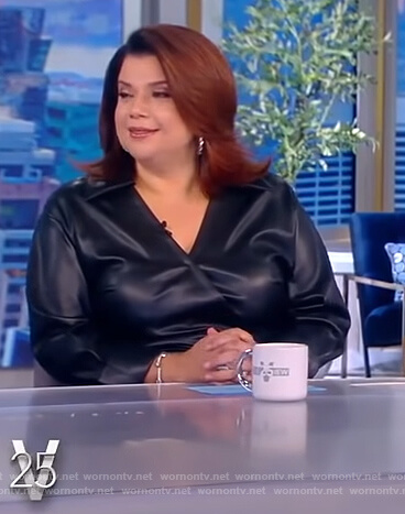 Ana's black leather wrap dress on The View