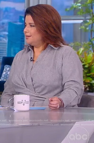 Ana's gray tie waist shirtdress on The View