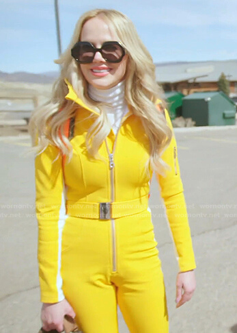 Angie's yellow ski jumpsuit on The Real Housewives of Salt Lake City
