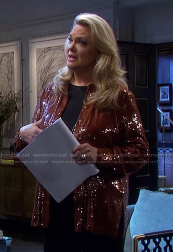 Anna's sequin button down shirt on Days of our Lives