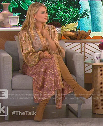 Beth Behr's paisley print midi dress on The Talk
