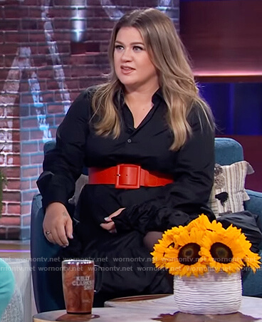 Kelly's black ruffle hem dress on The Kelly Clarkson Show