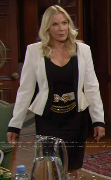 Brooke's white jacket with black trim on The Bold and the Beautiful