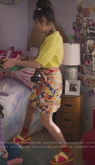 Claudia's patchwork printed mini skirt on The Baby-Sitters Club
