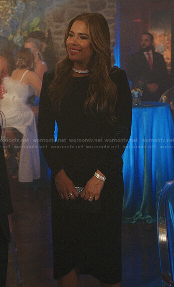 Cristal's blue velvet dress on Dynasty